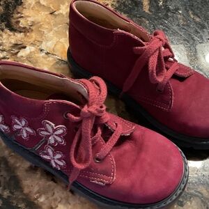 Charming Red Kids Boots with Floral Design